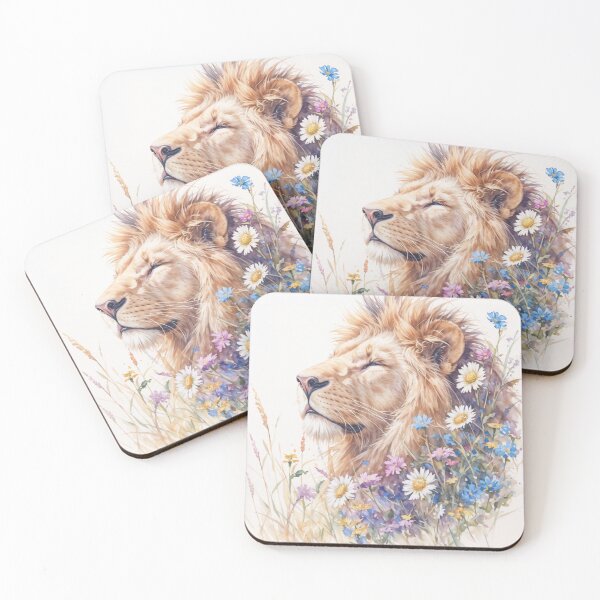 Item preview, Wild Serenity – Lion Resting in a Meadow of Bloom designed and sold by AshiraCreations.