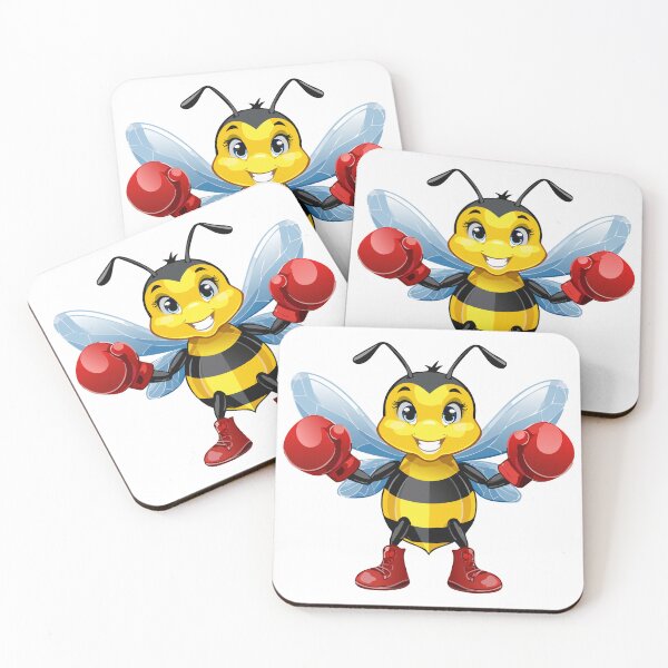 Item preview, European honey bee (Apis mellifera), cartoon cute happy bee in red boxing gloves and shoes playing sport designed and sold by Danler.