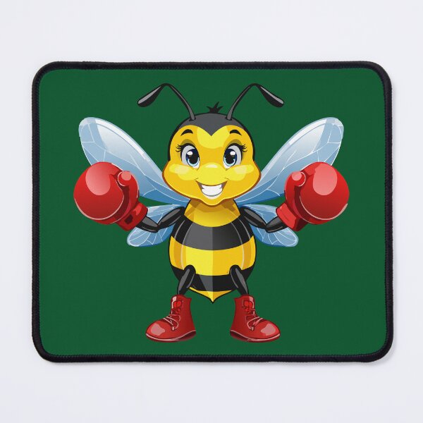 Item preview, European honey bee (Apis mellifera), cartoon cute happy bee in red boxing gloves and shoes playing sport designed and sold by Danler.