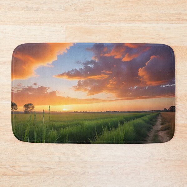 Item preview, Golden Sunset Over Countryside Fields - Rural Pathway designed and sold by LumiAnCreations.