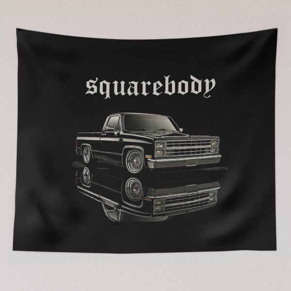 Item preview, Chevy Squarebody C10 Slammed Pickup Truck – Black Lowrider Reflection  designed and sold by TheArtOfCar.