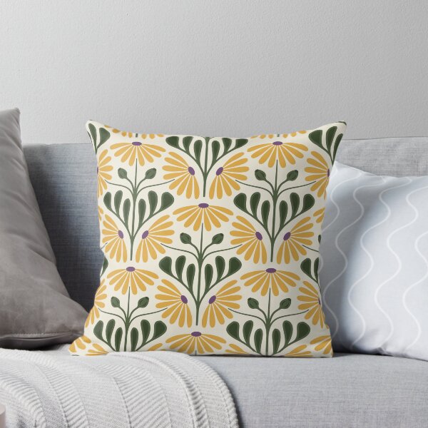 Item preview, KF 0378 D - Vintage Retro Daisy 70s Floral Pattern in Yellow Green designed and sold by KhakiFinch.