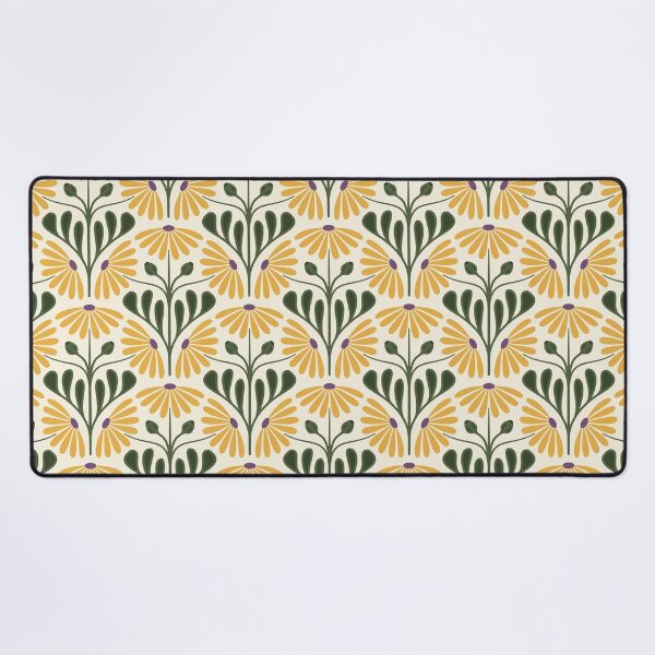 Item preview, KF 0378 D - Vintage Retro Daisy 70s Floral Pattern in Yellow Green designed and sold by KhakiFinch.