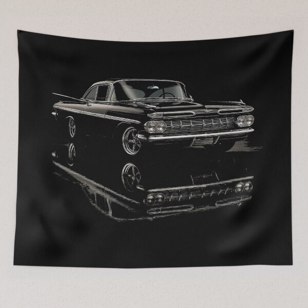 Item preview, 1959 Chevrolet Impala Black Lowrider Classic Car – Chrome Reflection designed and sold by TheArtOfCar.