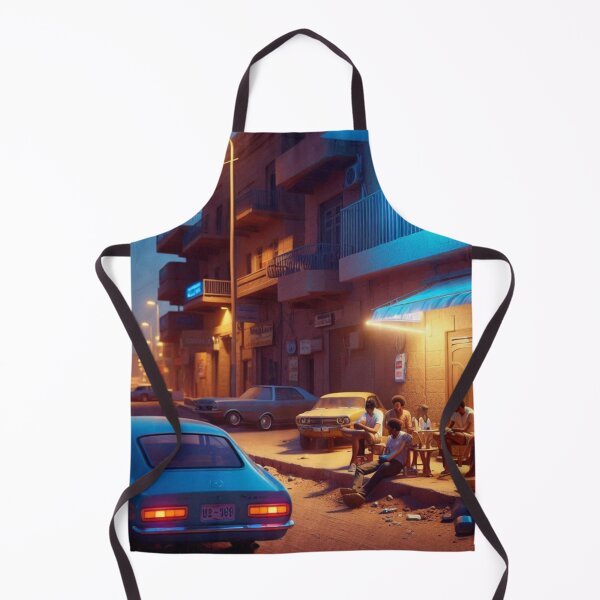 Item preview, Classic 1970s Khartoum – AI Artwork Colorful Streetside Café Scene for City Lovers, Travelers, and Vintage Enthusiasts designed and sold by knalpot-design.