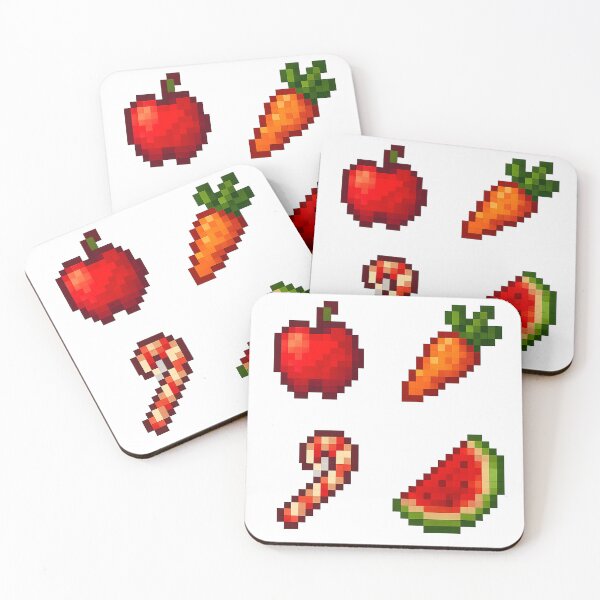 Artikelvorschau, Pixel Fruit & Snack Sticker Pack – Apfel, Karotte, Wassermelone, Zuckerstange entworfen und verkauft von Taylor’sGrabBag.