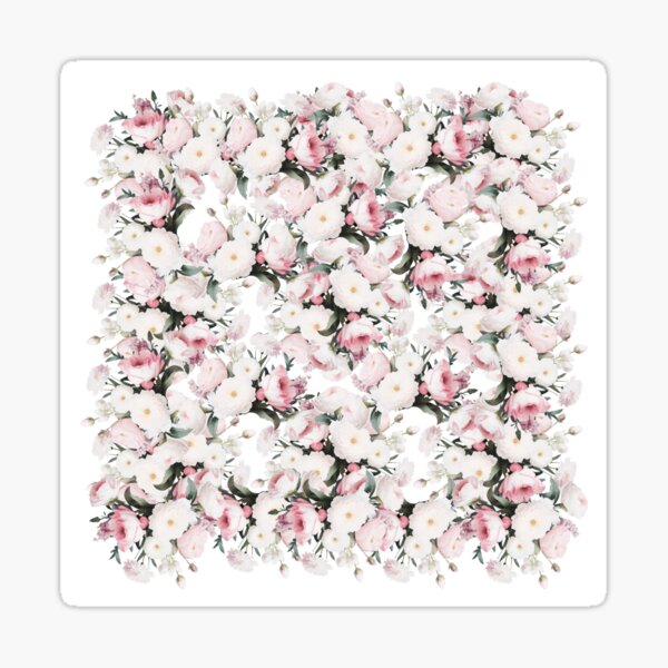 White Flowers Seamless Pattern – Elegant Textile Design Sticker