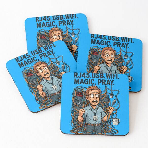 Item preview, Panicked IT Guy Tangled in Server Cables – Tech Chaos designed and sold by BestDetailer.