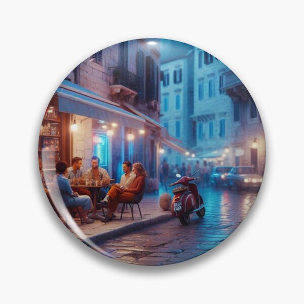 Item preview, Classic 1970s Split – AI Artwork Colorful Roadside Café Scene for City Lovers, Travelers, and Vintage Enthusiasts designed and sold by knalpot-design.