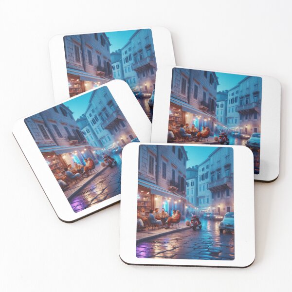 Item preview, Classic 1970s Split – AI Artwork Colorful Roadside Café Scene for City Lovers, Travelers, and Vintage Enthusiasts designed and sold by knalpot-design.
