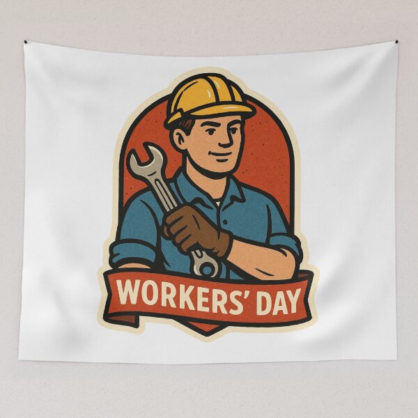 Item preview, Worker's Day Sticker designed and sold by LookinFreshh.