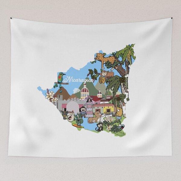 Item preview, Map of Nicaragua. Animals, Culture, Nature And Cities designed and sold by Claustronautas.