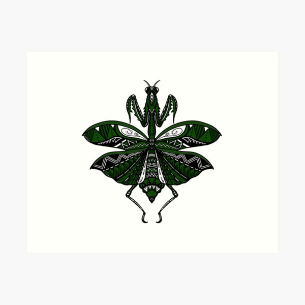 Item preview, Forest Green Tribal Praying Mantis designed and sold by Steeb757.