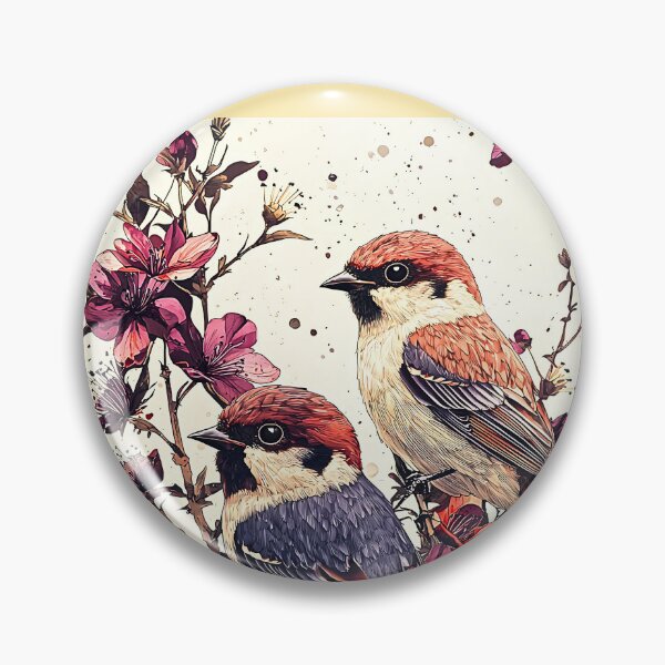 Item preview, Twin Sparrows in Bloom designed and sold by Taans-Creation.