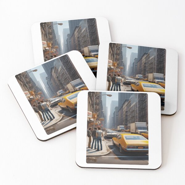 Item preview, 1970s New York Sidewalk Café – AI Artwork Capturing Retro City Life for Clothing and Accessories for Urban Travelers designed and sold by knalpot-design.