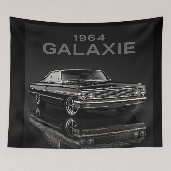 Item preview, 1964 Ford Galaxie Black and Chrome Illustration – Classic Car Art with Glossy Reflection Finish designed and sold by TheArtOfCar.