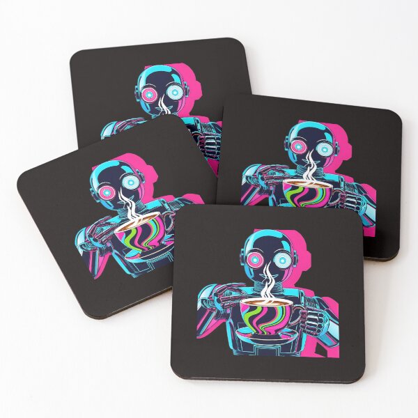 Item preview, Caffeine Circuit: Neon Robot Coffee Break designed and sold by Yassino-Studio.