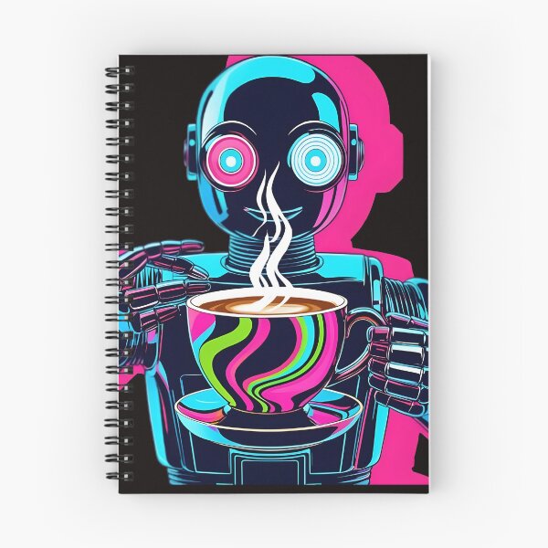 Item preview, Caffeine Circuit: Neon Robot Coffee Break designed and sold by Yassino-Studio.