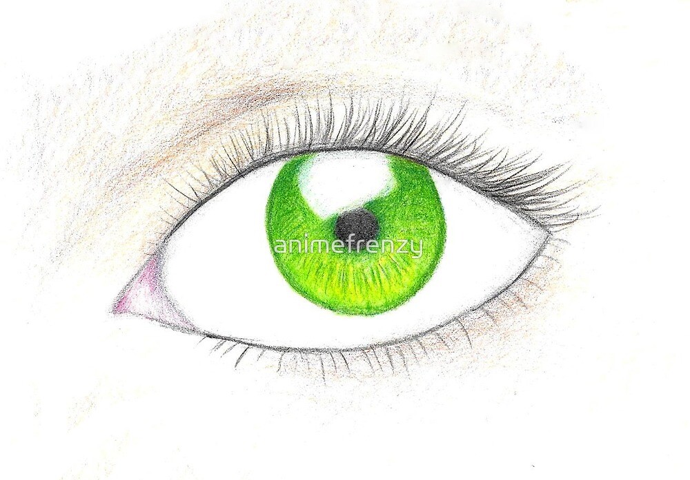 "Green Eye Drawing" by animefrenzy Redbubble