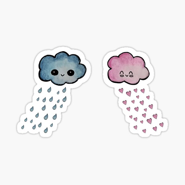 Cloudy Love – Rain & Hearts Collide Sticker