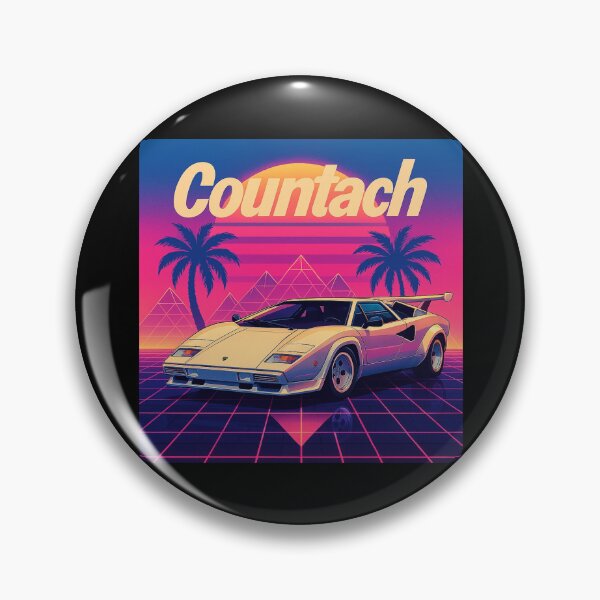 Artikelvorschau, Retro Lamborghini Countach Sonnenuntergangskunst – Vaporwave Miami 80er-Ästhetik entworfen und verkauft von TheArtOfCar.