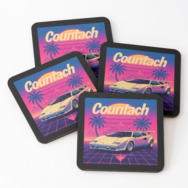 Item preview, Retro Lamborghini Countach Sunset Art – Vaporwave Miami 80s Aesthetic designed and sold by TheArtOfCar.