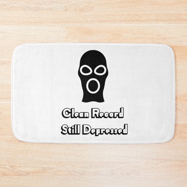 Item preview, Masked Head Clean Record Still Depressed Sarcastic Slogan designed and sold by GorinART.