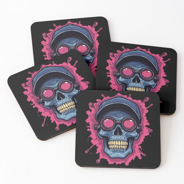 Item preview, Blue Skull with Goggles and Cap – Bold Horror and Cyberpunk Fusion designed and sold by DopeVibeStuff.