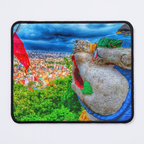 Item preview, Colorful Guardian at Kathmandu’s Monkey Temple designed and sold by Faruk Kalkan Travel Gallery.