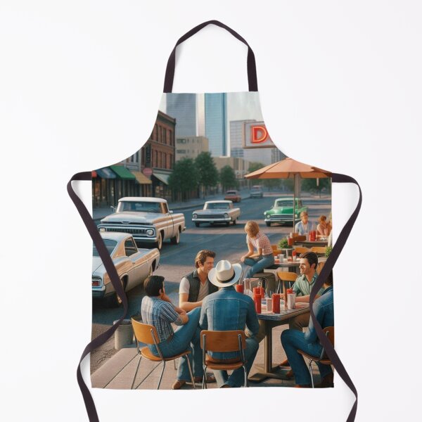 Item preview, Classic 1970s Dallas – AI Artwork Colorful Roadside Café Scene for City Lovers, Travelers, and Vintage Enthusiasts designed and sold by knalpot-design.