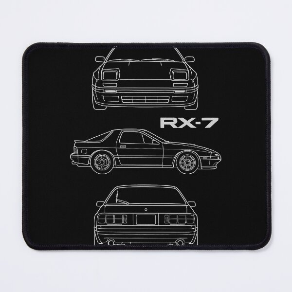 Item preview, 1980s Mazda RX-7 Blueprint Line Art – FC RX7 Front Side Rear View Design designed and sold by TheArtOfCar.