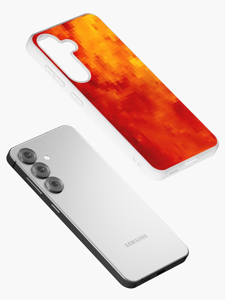 Thumbnail 2 of 4, Samsung Galaxy Phone Case, Vibrant Fire Pixelated Pattern designed and sold by K9ish.