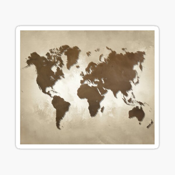 Design 64 Brown World Map Sticker