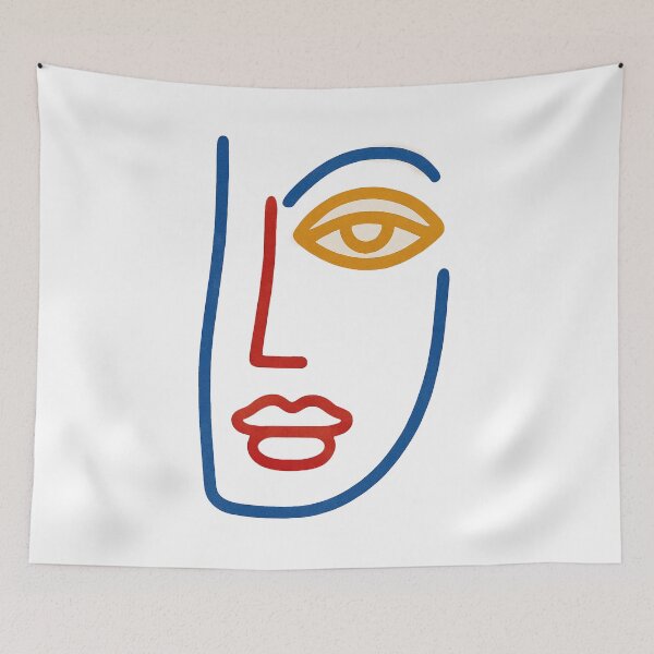 Item preview, Minimal Abstract Face Line Art – Modern Colorful Portrait Design	 designed and sold by weirdfishes123.
