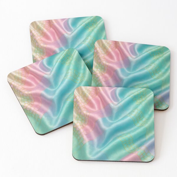 Item preview, Pastel Satin Mosaic Fabric – Iridescent Multicolor Flowing Tiles Pattern designed and sold by Majd-makansi.