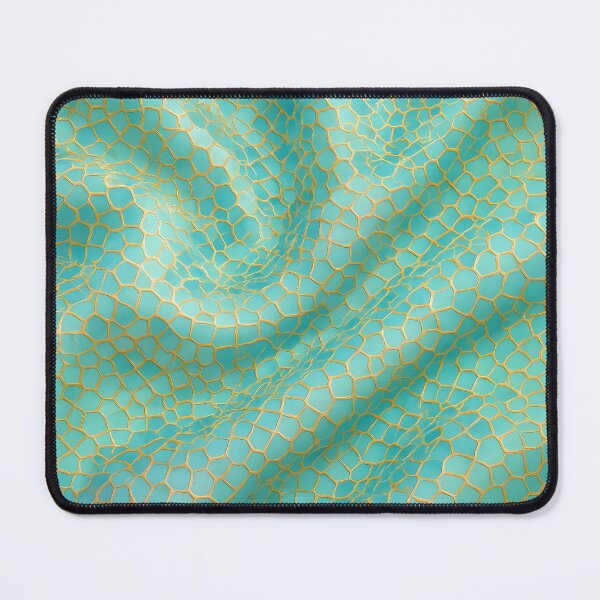 Item preview, Turquoise Satin Mosaic – Dense Gold-Grouted Irregular Tile Fabric Print designed and sold by Majd-makansi.
