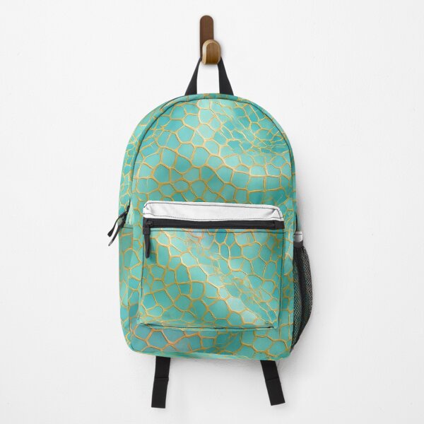 Item preview, Turquoise Satin Mosaic – Dense Gold-Grouted Irregular Tile Fabric Print designed and sold by Majd-makansi.