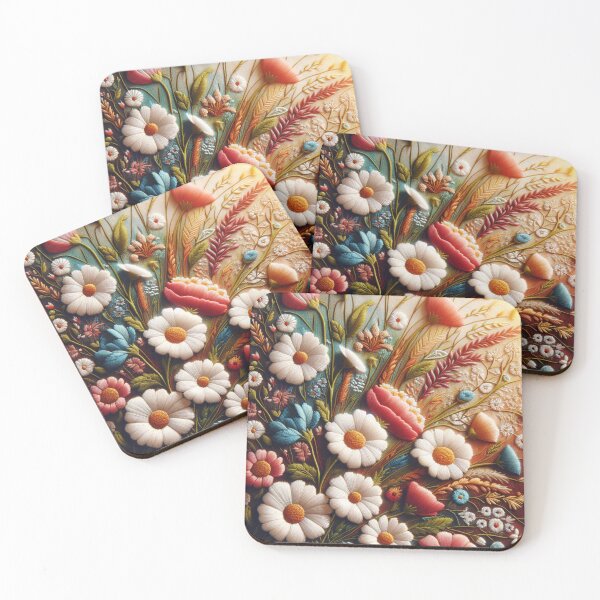 Item preview, Cozy Aesthetic Faux Embroidered Floral Patterns, Vintage Textile-Inspired Designs for designed and sold by CreativePodArt.
