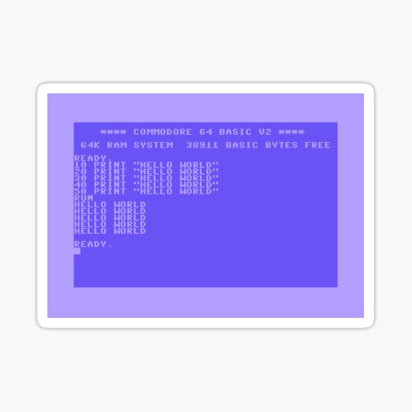 Vista previa del artículo con la obra «Commodore 64 Hola mundo», diseñado y vendido por Jagaroth.