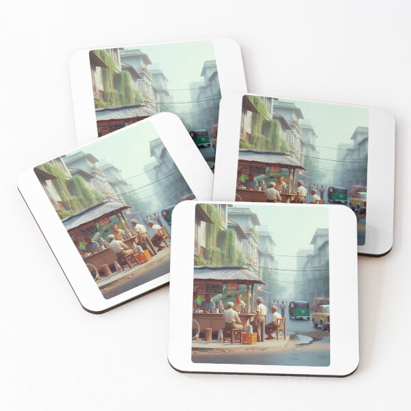 Item preview, Classic 1970s Rangpur – AI-Powered Colorful Roadside Café Scene for City Lovers, Travelers, and Vintage Enthusiasts designed and sold by knalpot-design.