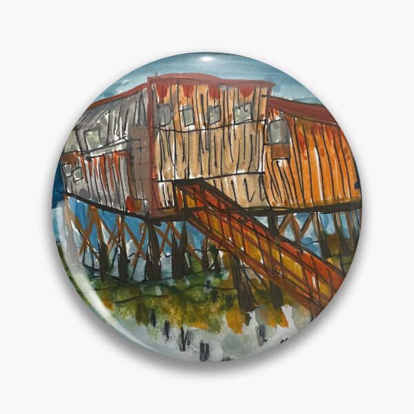Item preview, Red building historic Canary in Astoria, Oregon designed and sold by AnastaciasArt.