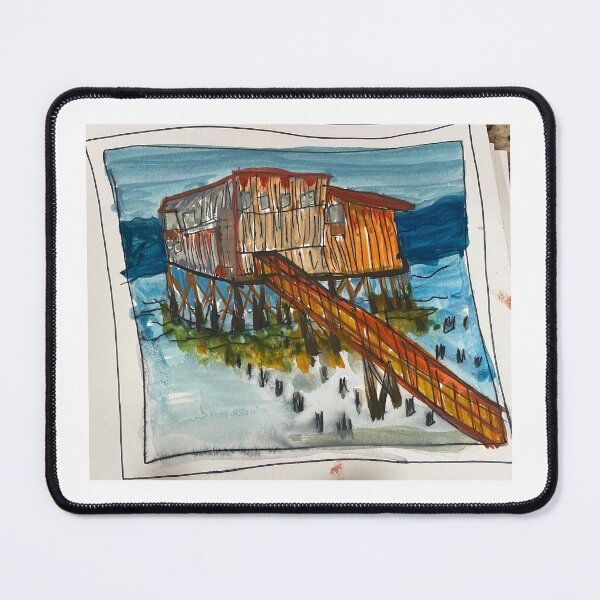 Item preview, Red building historic Canary in Astoria, Oregon designed and sold by AnastaciasArt.