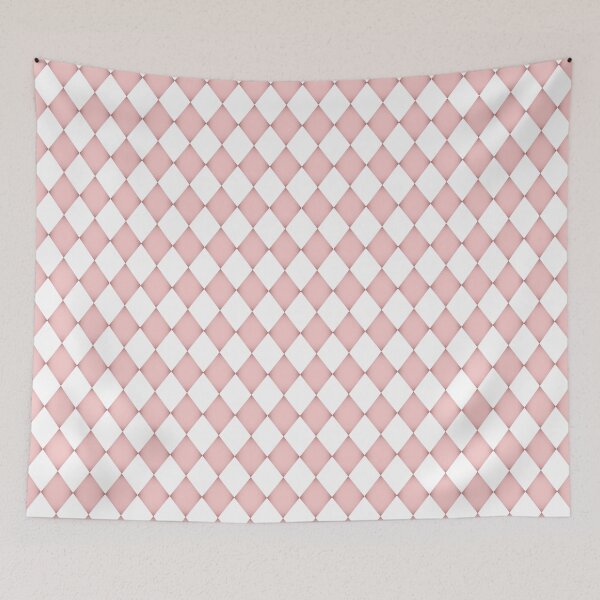 Item preview, Antique Baby Pink White Harlequin Diamonds All Over designed and sold by Feeling Artsy.