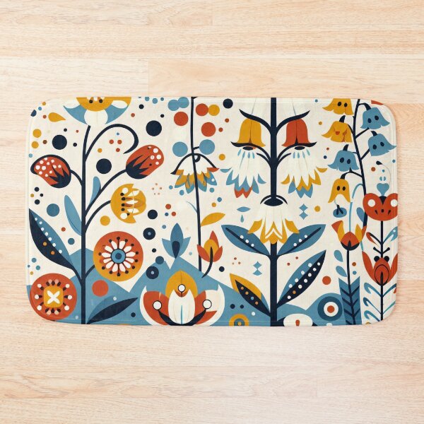 Item preview, Scandinavian Folk Art Bell Flowers in Folk Garden - Colourful Pattern by heidiannemorris © designed and sold by FOLK ART FUSION by heidiannemorris.