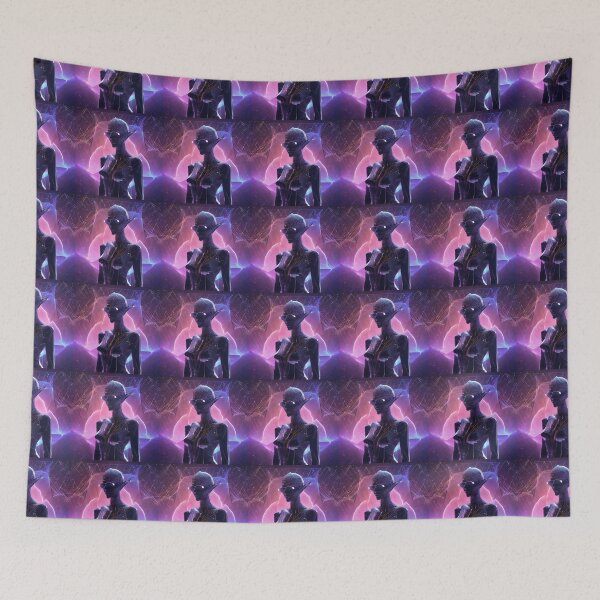 Item preview, İngilizce: Cyberpunk Alien Portrait - Neon Dreams designed and sold by Pigmentra.