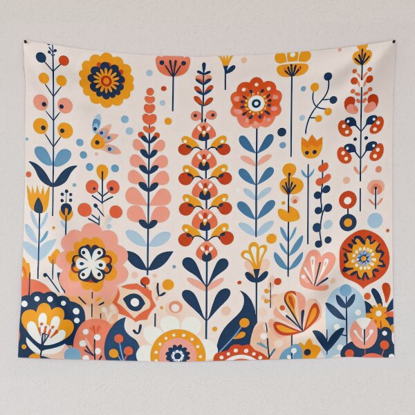 Item preview, Scandinavian Folk Art Vibrant Flower Meadow - Colourful Field by heidiannemorris © designed and sold by FOLK ART FUSION by heidiannemorris.