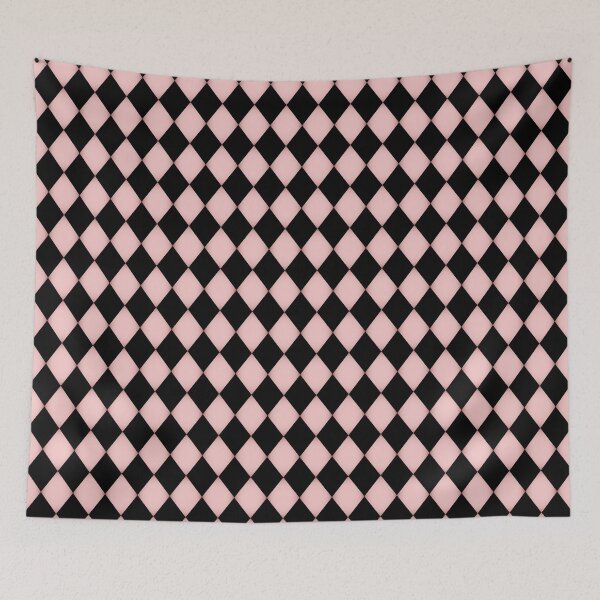 Item preview, Antique Baby Pink Black Harlequin Diamonds All Over designed and sold by Feeling Artsy.