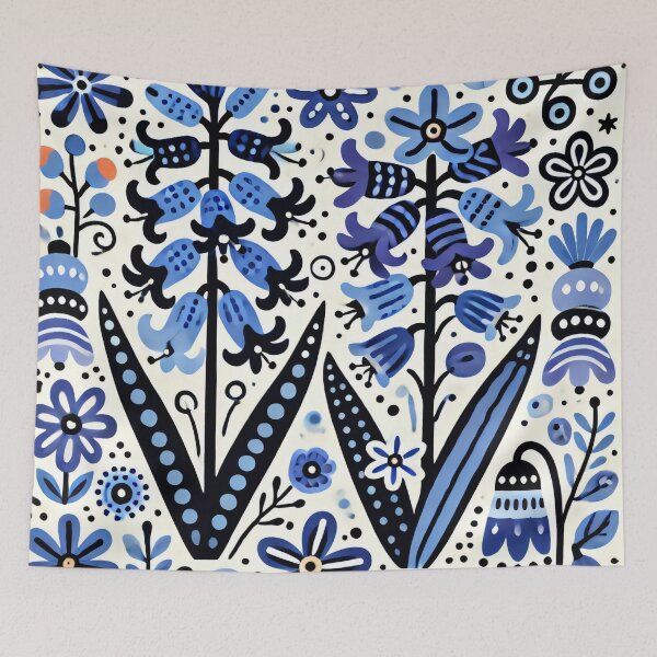 Item preview, Scandinavian Folk Art Stylised Bluebells Pattern - Blue Pattern by heidiannemorris © designed and sold by FOLK ART FUSION.