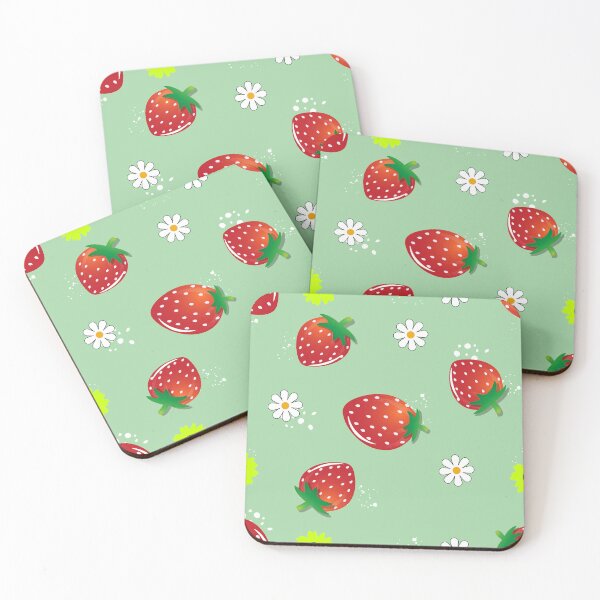 Item preview, Continuous pattern of strawberries with a green background designed and sold by hateeyes.