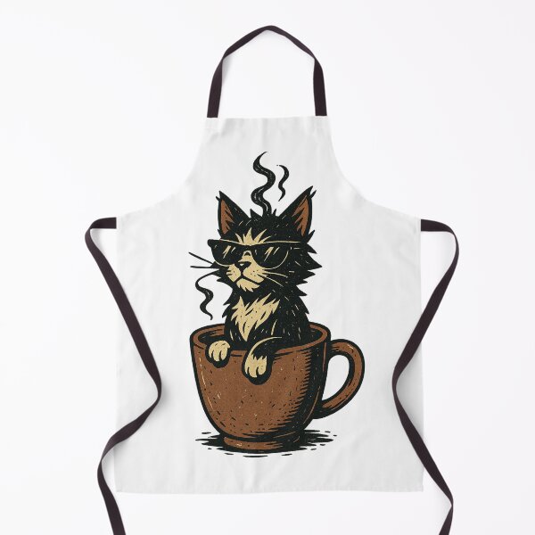 Item preview, Cool Cat in Coffee Cup – Retro Hipster Vibes designed and sold by OshiaDesign.